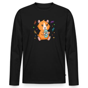 Cochon d’Inde 9ème anniversaire Fille de 9 ans - T-shirt manches longues Premium bio Homme - noir - Devant - Nico (187cm)