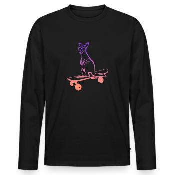 Skateboarding Kangaroo Skateboard Skater - Männer Premium Bio Langarmshirt - Schwarz - Vorne - Nico (187cm)