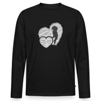 Perroquet avec coeur Ara d’amour animal - T-shirt manches longues Premium bio Homme - noir - Devant - Nico (187cm)