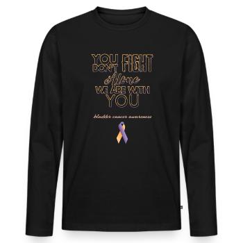 Mois de la sensibilisation au cancer de la vessie - T-shirt manches longues Premium bio Homme - noir - Devant - Nico (187cm)