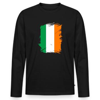 Drapeau de l’Irlande Vintage drapeau irlandais Dublin - T-shirt manches longues Premium bio Homme - noir - Devant - Nico (187cm)