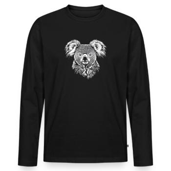 Koala Portrait Koala Ours Australie Animaux - T-shirt manches longues Premium bio Homme - noir - Devant - Nico (187cm)