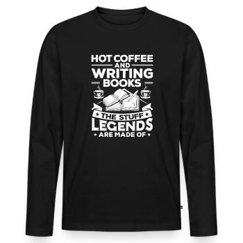 Autor Author Schriftsteller Bücher Schreiben Buch - Männer Premium Bio Langarmshirt - Schwarz - Vorne - Nico (187cm)