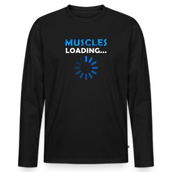 Muscles Loading - Männer Premium Bio Langarmshirt - Schwarz - Vorne - Nico (187cm)
