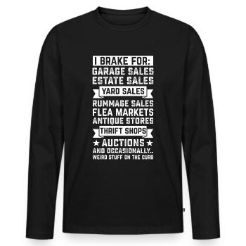 Gebrauchtwaren Second Hand Flohmarkt - Männer Premium Bio Langarmshirt - Schwarz - Vorne - Nico (187cm)
