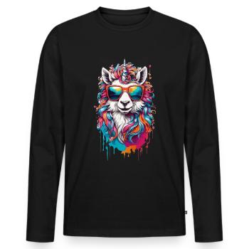 Einhorn süß cool niedlich Pony - Männer Premium Bio Langarmshirt - Schwarz - Vorne - Nico (187cm)