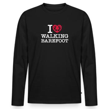 I (Heart) Walking Barefoot - Men's Premium Organic Long Sleeve Shirt - black - Front - Nico (187cm)