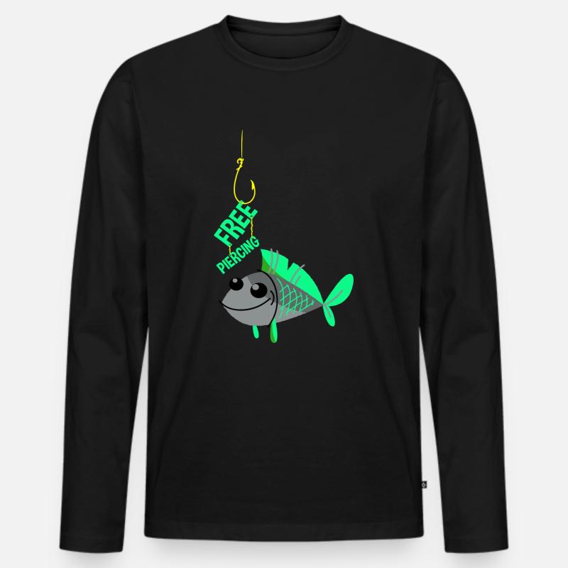 Free Piercing - Männer Premium Bio Langarmshirt - Schwarz