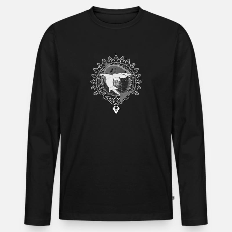 Weißer Hai - Männer Premium Bio Langarmshirt - Schwarz