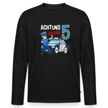 5. Geburtstag Polizei Auto 5 Jahre alt Polizist - Männer Premium Bio Langarmshirt - Schwarz - Vorne - Nico (187cm)