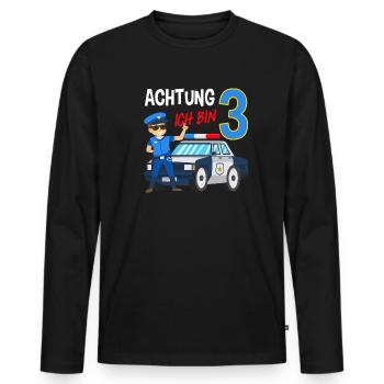 3. Geburtstag Polizei Auto 3 Jahre alt Polizist - Männer Premium Bio Langarmshirt - Schwarz - Vorne - Nico (187cm)