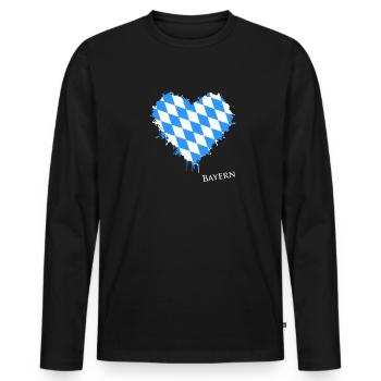Bayern, Herz, Bavaria, Love, Oberbayern - Männer Premium Bio Langarmshirt - Schwarz - Vorne - Nico (187cm)