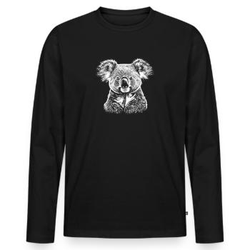Koala Portrait Koala Ours Australie Animaux - T-shirt manches longues Premium bio Homme - noir - Devant - Nico (187cm)