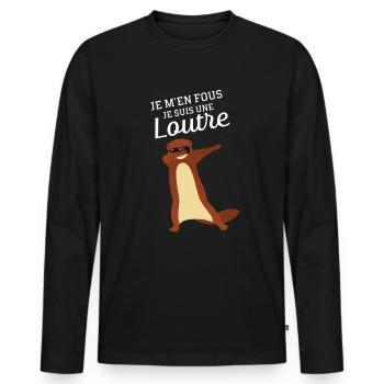 Je M'en Fous - Dabbing Loutre - Dab Dance - T-shirt manches longues Premium bio Homme - noir - Devant - Nico (187cm)