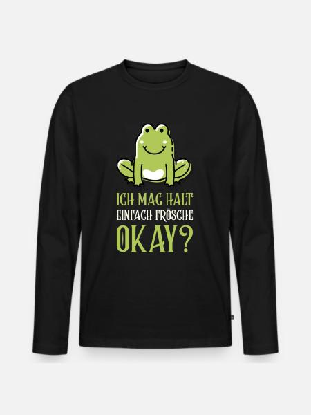 Frosch Laubfrosch Ich Mag Frösche - Männer Premium Bio Langarmshirt - Schwarz