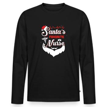 Weihnachtsmann-Krankenschwester-Weihnachtshemd - Männer Premium Bio Langarmshirt - Schwarz - Vorne - Nico (187cm)