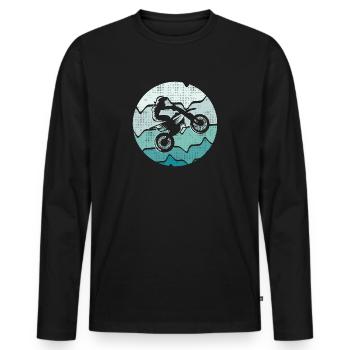 Motocross Dirt Bike Motorrad Vintage Moto-Cross - Männer Premium Bio Langarmshirt - Schwarz - Vorne - Nico (187cm)