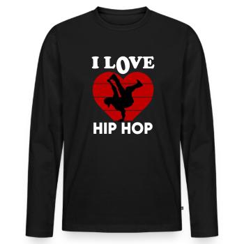 I Love Hip Hop Ich liebe Hip Hop Dancing Tanzen - Männer Premium Bio Langarmshirt - Schwarz - Vorne - Nico (187cm)