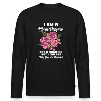 Je suis un designer floral Fleuriste Fleuriste Design - T-shirt manches longues Premium bio Homme - noir - Devant - Nico (187cm)