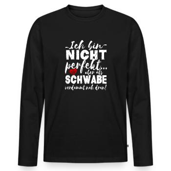 Schwäbisch Schwabe lustig - Männer Premium Bio Langarmshirt - Schwarz - Vorne - Nico (187cm)