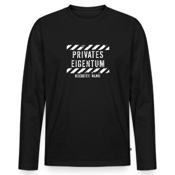 Privates Eigentum & Geschützte Marke - Männer Premium Bio Langarmshirt - Schwarz - Vorne - Nico (187cm)