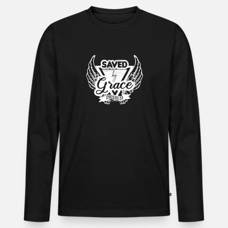 Saved by Grace - Männer Premium Bio Langarmshirt - Schwarz