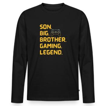 SON BROTHER GAMING LEGEND for gamer yellow text - Men's Premium Organic Long Sleeve Shirt - black - Front - Nico (187cm)