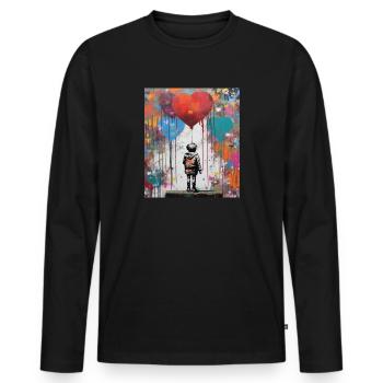 LOVE OF STREET ART BALLOONS - Men's Premium Organic Long Sleeve Shirt - black - Front - Nico (187cm)