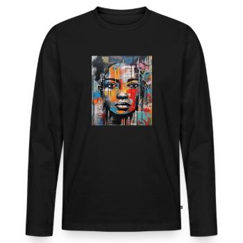 STREET ART WOMAN - Men's Premium Organic Long Sleeve Shirt - black - Front - Nico (187cm)