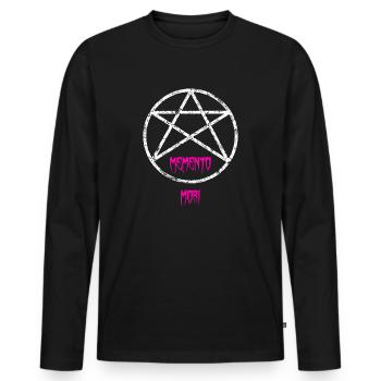 memento mori blanc rose - T-shirt manches longues Premium bio Homme - noir - Devant - Nico (187cm)