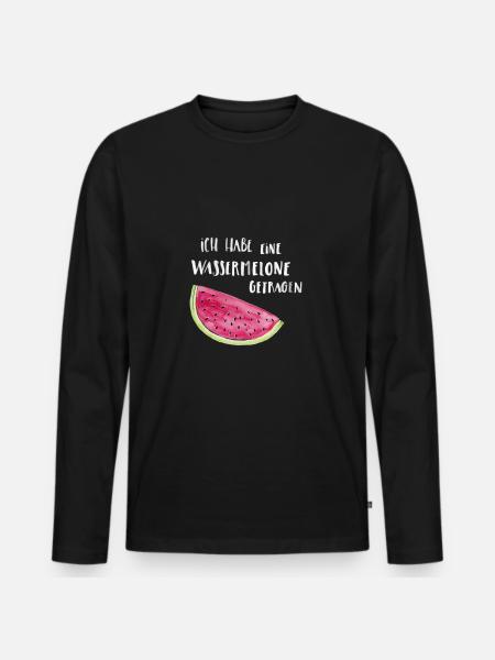 Ich habe eine Wassermelone getragen hell - Männer Premium Bio Langarmshirt - Schwarz