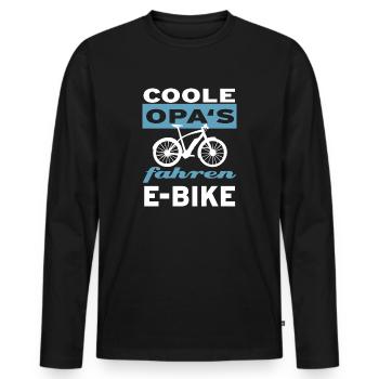 Coole Opas fahren E-Bike - Männer Premium Bio Langarmshirt - Schwarz - Vorne - Nico (187cm)