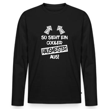 HAUSMEISTER - Männer Premium Bio Langarmshirt - Schwarz - Vorne - Nico (187cm)