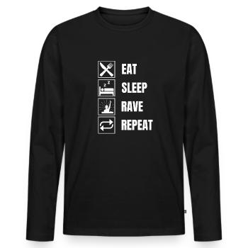 Eat, sleep Rave Raving Lustig - Men's Premium Organic Long Sleeve Shirt - black - Front - Nico (187cm)