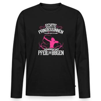 Echte Prinzessinen Kommen Mit Pfeil Und Bogen - Männer Premium Bio Langarmshirt - Schwarz - Vorne - Nico (187cm)