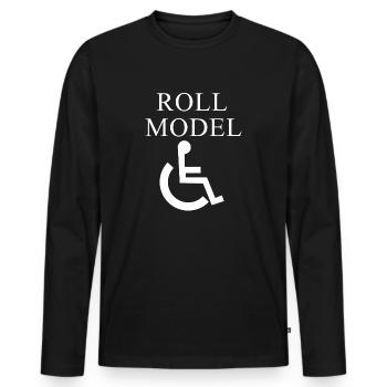 modèle de rouleau - T-shirt manches longues Premium bio Homme - noir - Devant - Nico (187cm)