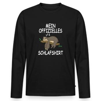 Faultier Offizielles Schlafshirt Schlafanzug Nacht - Männer Premium Bio Langarmshirt - Schwarz - Vorne - Nico (187cm)