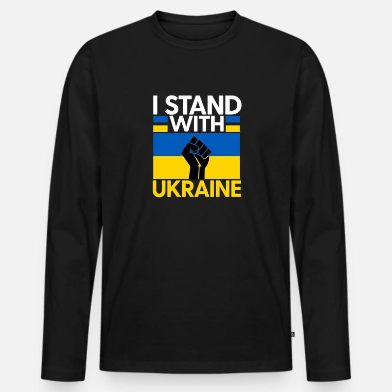 Ukraine - Männer Premium Bio Langarmshirt - Schwarz