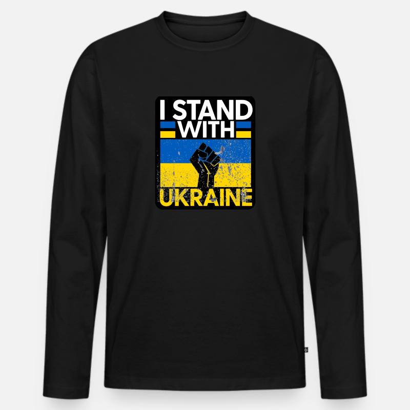 Ukraine - Männer Premium Bio Langarmshirt - Schwarz