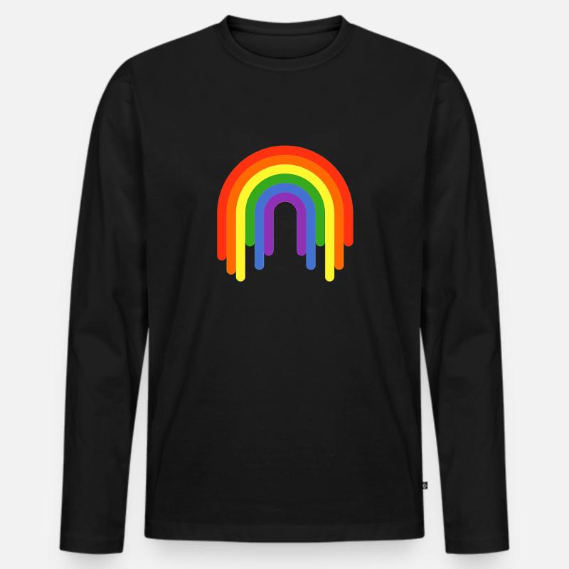 Regenbogen - Männer Premium Bio Langarmshirt - Schwarz