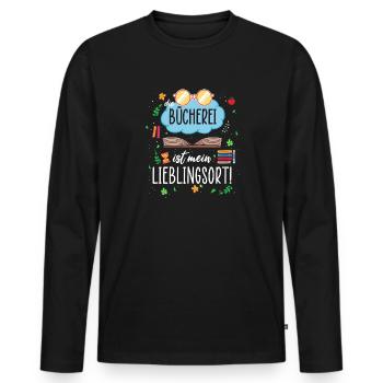 Bücherei Fan Spruch Lesen Bibliothek Bibliothekar - Männer Premium Bio Langarmshirt - Schwarz - Vorne - Nico (187cm)