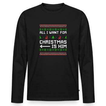 Noël Dicton Amour Couples Cadeau de couple - T-shirt manches longues Premium bio Homme - noir - Devant - Nico (187cm)