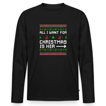 Weihnachten Spruch Liebe Paare Pärchen Geschenk - Männer Premium Bio Langarmshirt - Schwarz - Vorne - Nico (187cm)