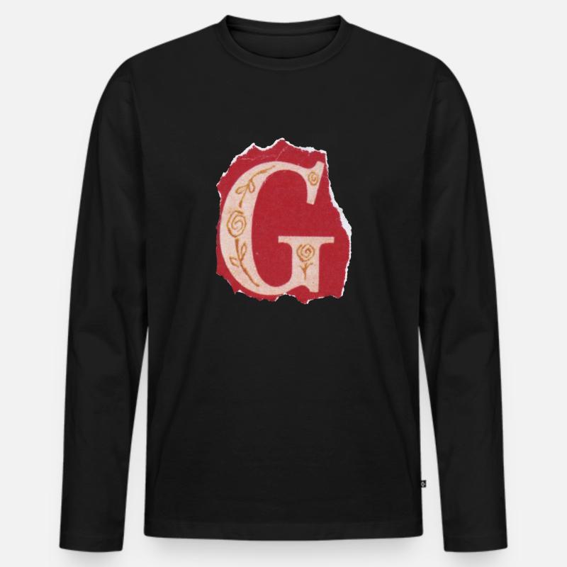 Buchstabe G - Männer Premium Bio Langarmshirt - Schwarz