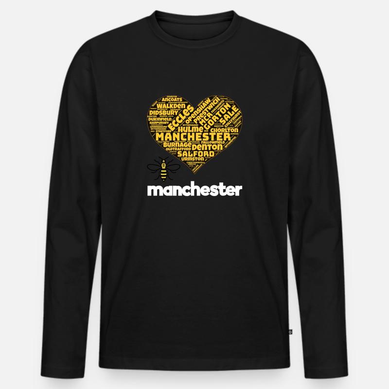 Manchester - Männer Premium Bio Langarmshirt - Schwarz