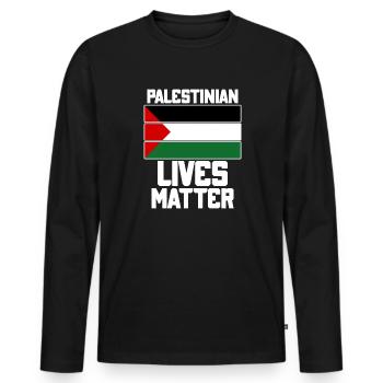 Palestinian Lives Matter | Free Palestine T-Shirt - Men's Premium Organic Long Sleeve Shirt - black - Front - Nico (187cm)