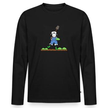 Moutons dans le jardin - T-shirt manches longues Premium bio Homme - noir - Devant - Nico (187cm)