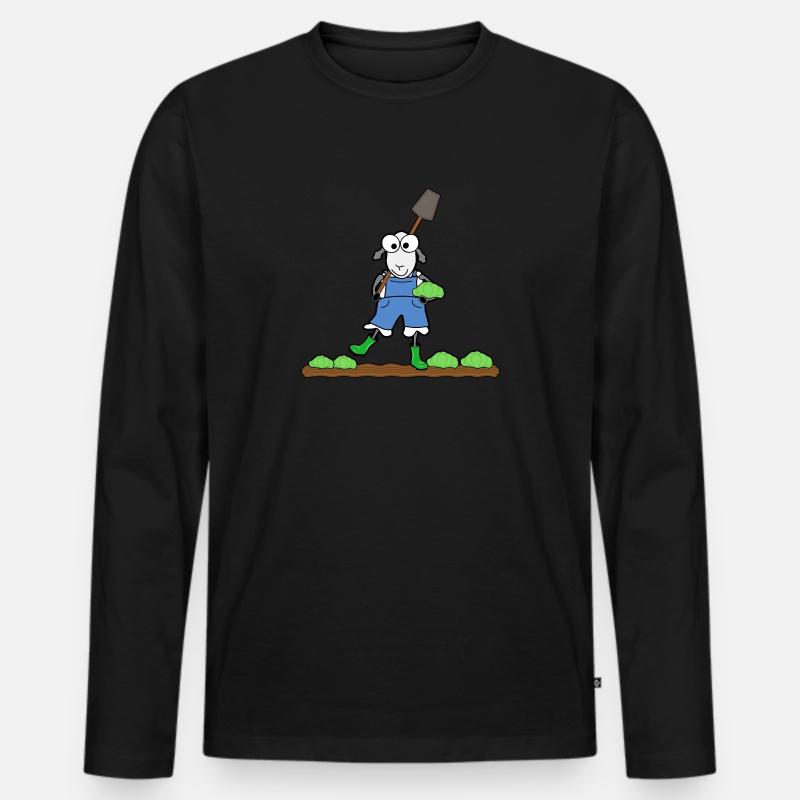 Schaf im Garten - Männer Premium Bio Langarmshirt - Schwarz