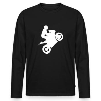 Motocross Motorrad fahren Stunt Kaskade Geschenk - Männer Premium Bio Langarmshirt - Schwarz - Vorne - Nico (187cm)