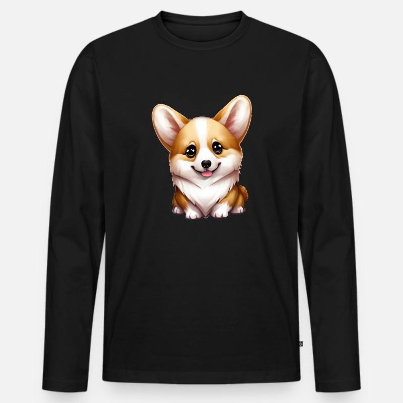 corgi - Männer Premium Bio Langarmshirt - Schwarz